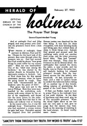 Title Page of Herald of Holiness - February 27, 1952