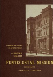 A History 1898-1915 of the Pentecostal Mission, Inc.