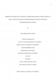 Randomized Controlled Trial: Evaluation of Multifaceted Preoperative Patient Education on Anxiety, Delirium, Knowledge and Patient Satisfaction among Post-Pulmonary Thromboendarterectomy Patients