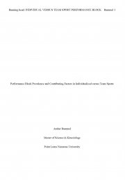 Performance Block Prevalence and Contributing Factors in Individualized versus Team Sports