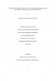 The Effects of Preoperative Education on Parental Anxiety and Knowledge with Children Undergoing a Posterior Spinal Fusion