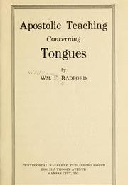 Apostolic Teaching Concerning Tongues