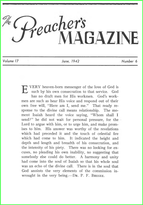The cover of "The Preacher's Magazine"