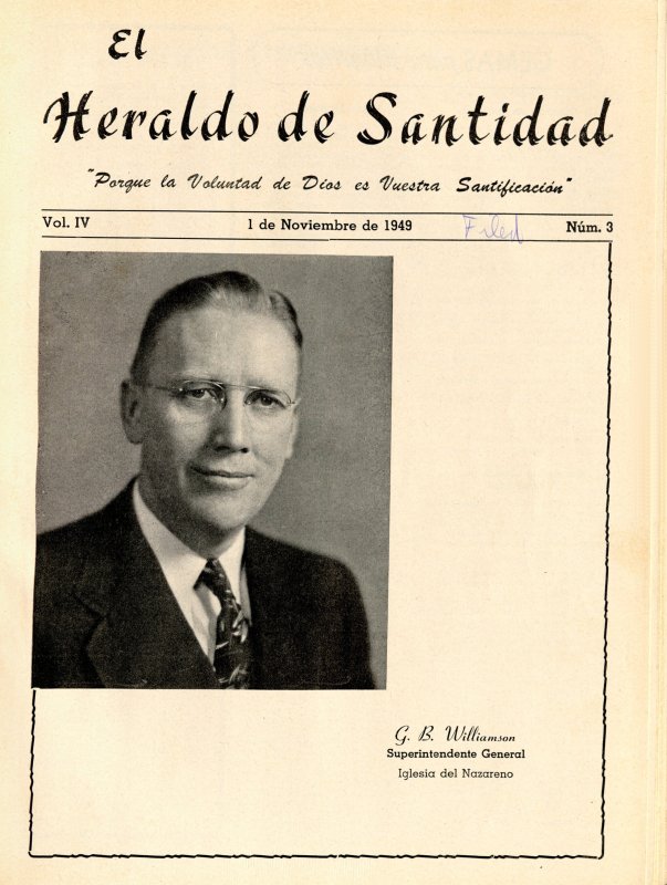 Portada: Doctor G. B. Williamson, Superintendente General de la Iglesia del Nazareno