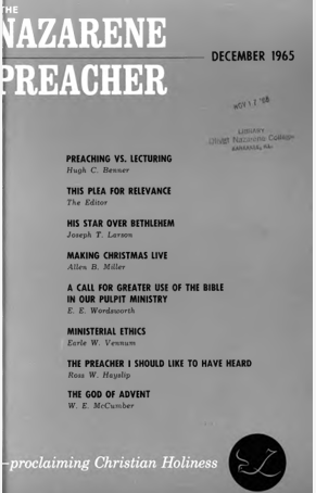 Title Page of Nazarene Preacher
