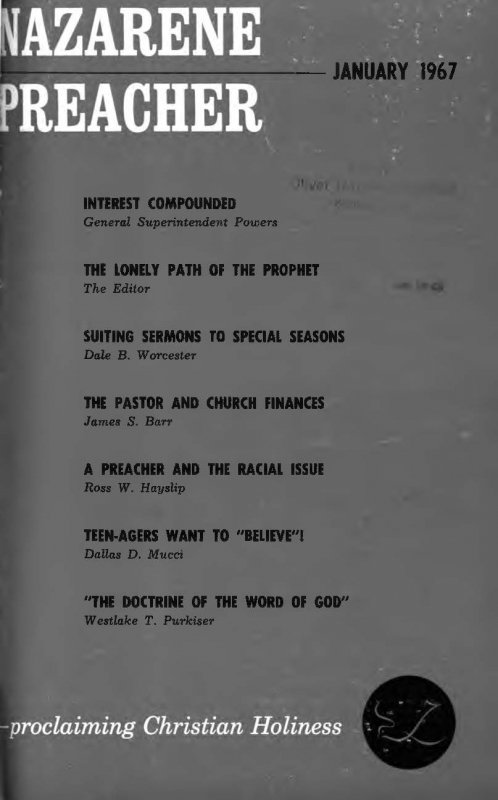 Title Page of Nazarene Preacher