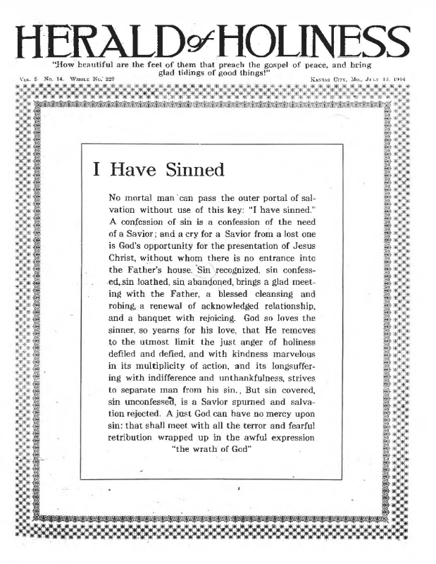 Title Page of Herald of Holiness - July 12, 1916