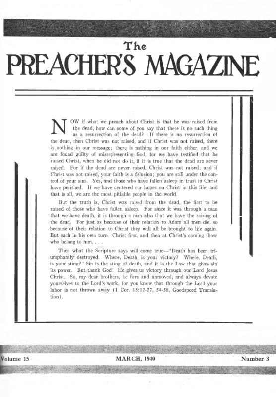 Title Page of Preacher's Magazine