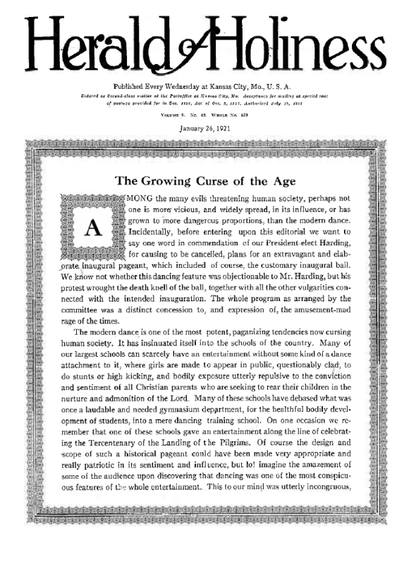 Title Page of Herald of Holiness - January 26, 1921