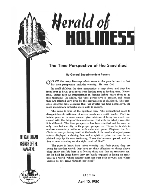 Cover of Herald of Holiness - April 10, 1950