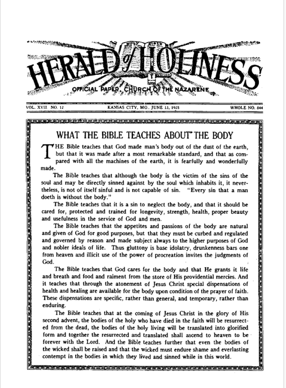 Front page of Herald of Holiness - June 13, 1928