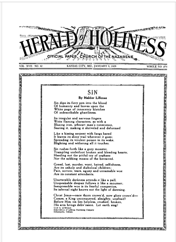 Front page of Herald of Holiness - January 9, 1929