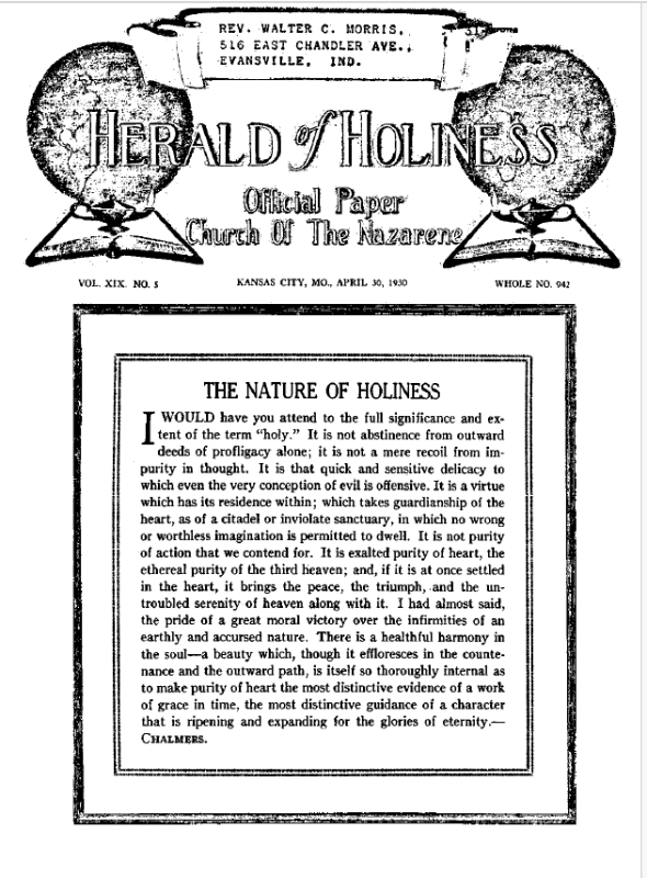 Front page of Herald of Holiness - April 30, 1930