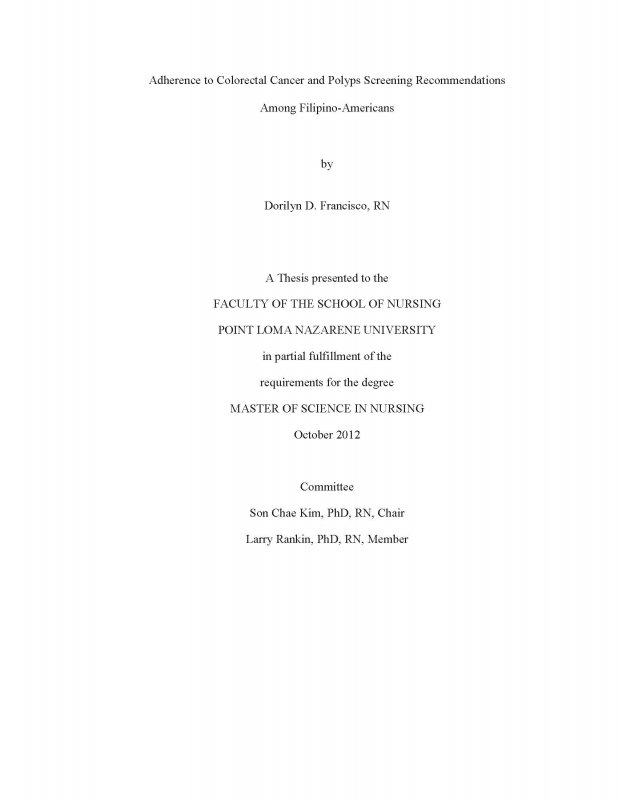 Adherence to Colorectal Cancer and Polyps Screening Recommendations Among Filipino-Americans