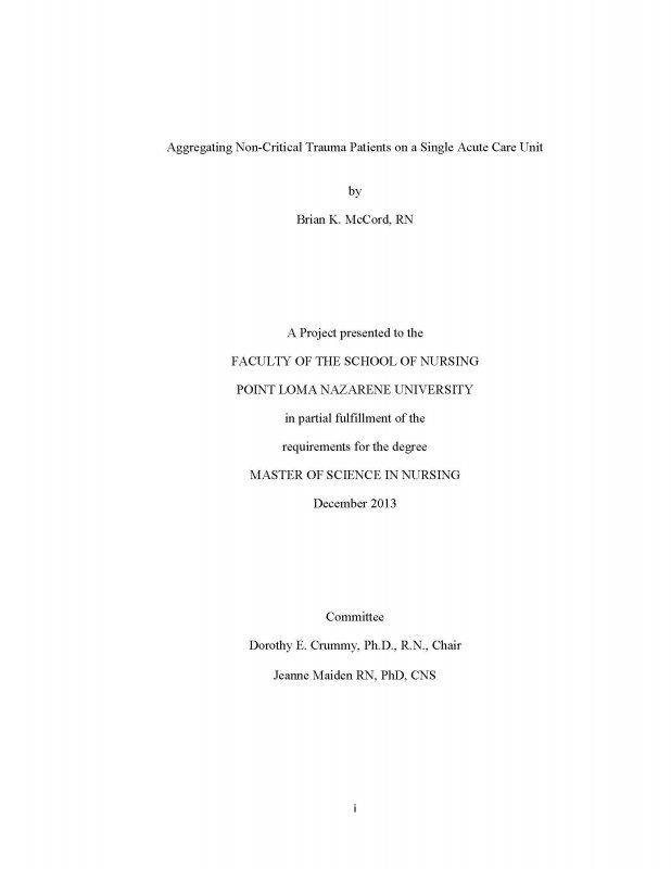 Aggregating Non-Critical Trauma Patients on a Single Acute Care Unit