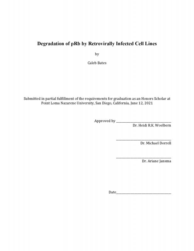 Degradation of pRb by Retrovirally Infected Cell Lines