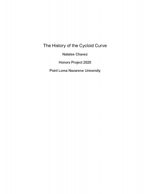 The History of the Cycloid Curve