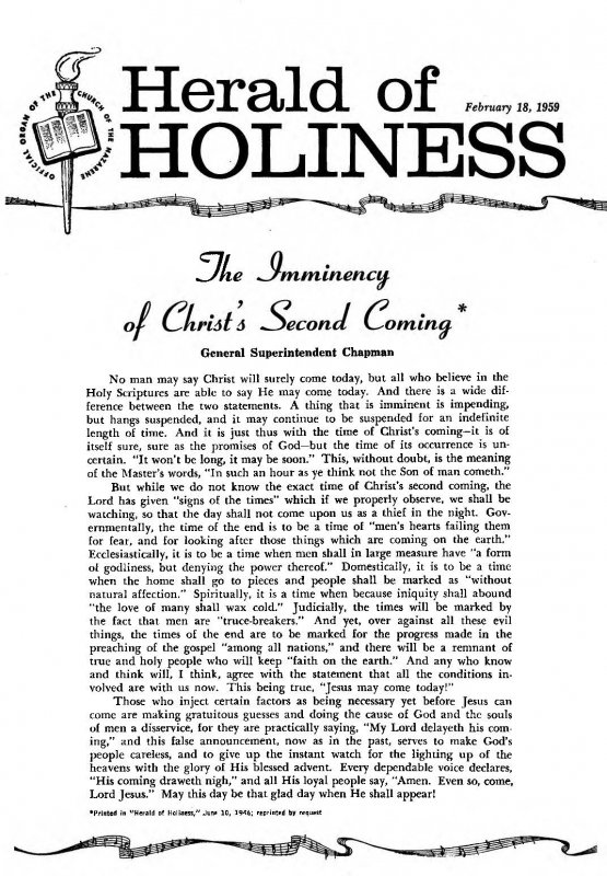 Herald of Holiness - February 18, 1959