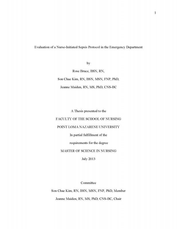 Evaluation of a Nurse-Initiated Sepsis Protocol in the Emergency Department