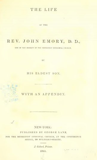 The life of the Rev. John Emory