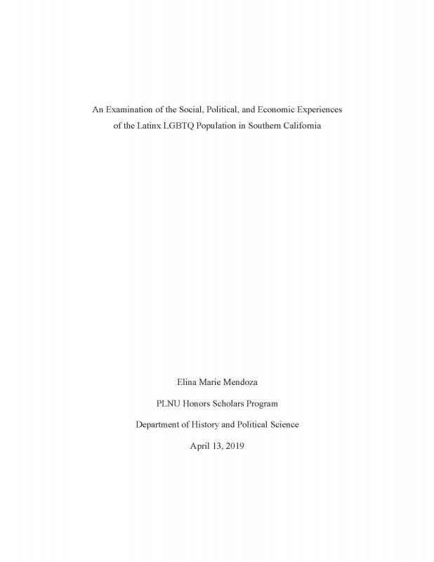 An Examination of the Social, Political, and Economic Experiences of the Latinx LGBTQ Population in Southern California