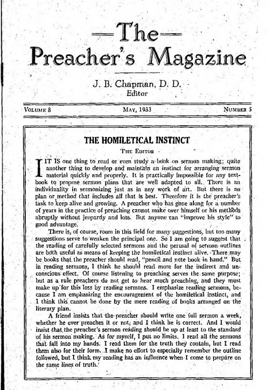 Preacher's Magazine May 1933